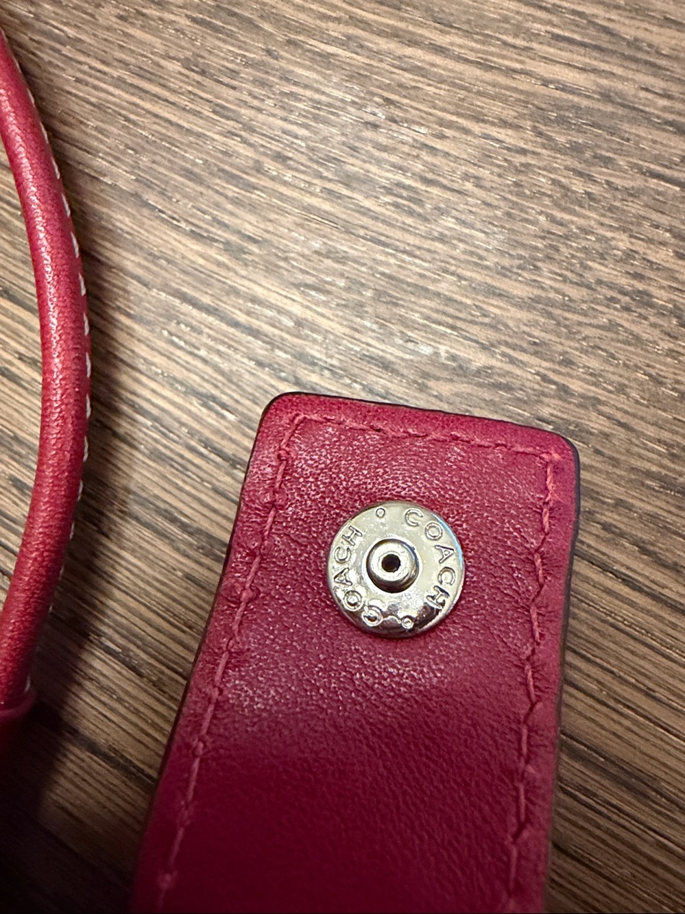Red Leather Wristlet Clutch with Buckle Detail - Picture 2 of 5